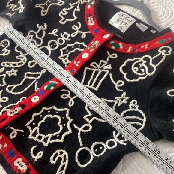 Vintage 90s Michael Simon Petite Size P Christmas Cardigan Sweater With Embroide - Picture 14 of 14